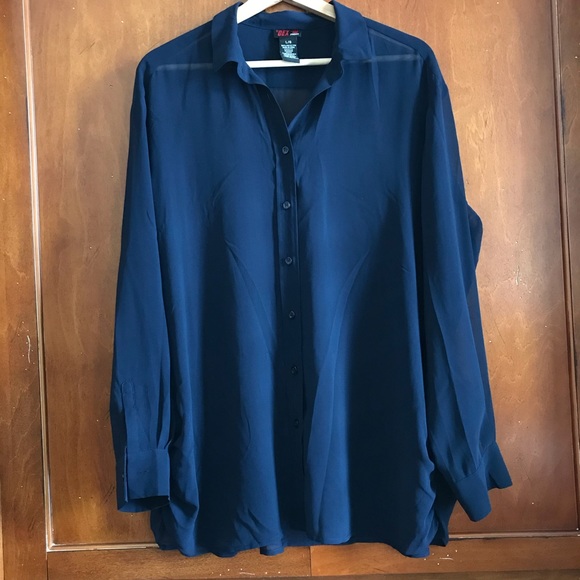 DEX sheer button down blouse - Picture 1 of 4